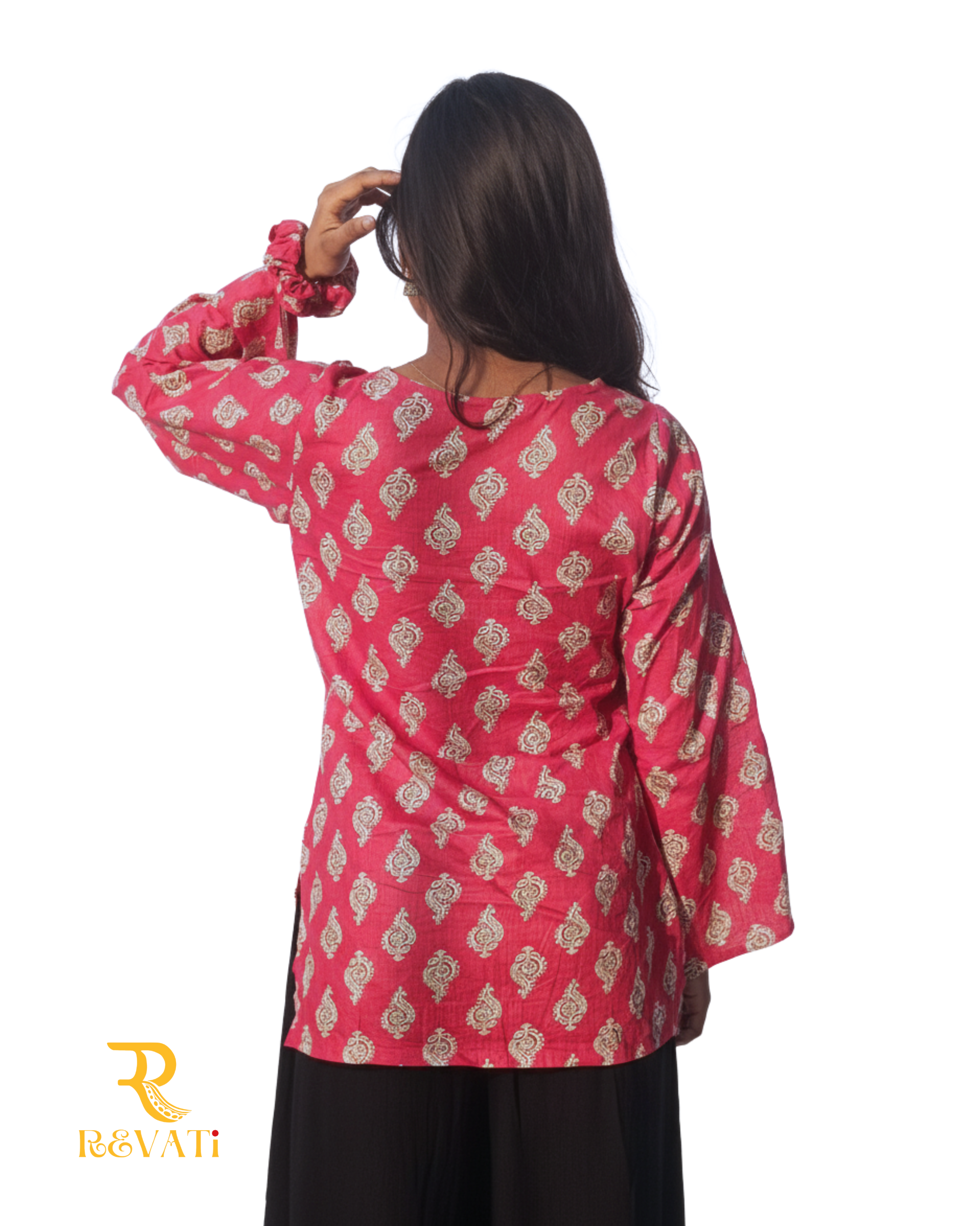 Meera Kurti with Matching Scrunchie – Elegant Handcrafted Cotton Wear