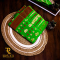 Leaf Green Soft Cotton Saree with Floral Block Print, Folk-Inspired Borders & Multicolor Thread Detailing