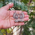 Oxidized Silver Peacock Earrings with Pearl Beads – Traditional Ethnic Jewelry
